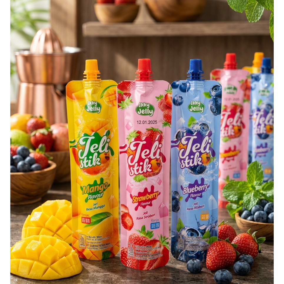 Jelly Stik Ikky Jelly 80ml Rasa Buah Asli Jelly Viral - Cemilan Jelly Stik Premium Manis Segar