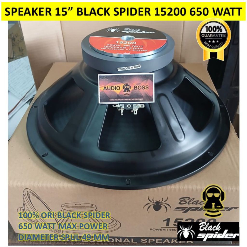 Speaker 15" Fullrange Black Spider 15200 BS15200 Max 650 Watt Black Spider