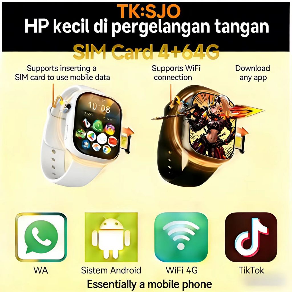 Smartwatch Premium M16 SIM Card – Bisa WA & Video Call, untuk Dewasa & Anak Hanya mendukung sistem A
