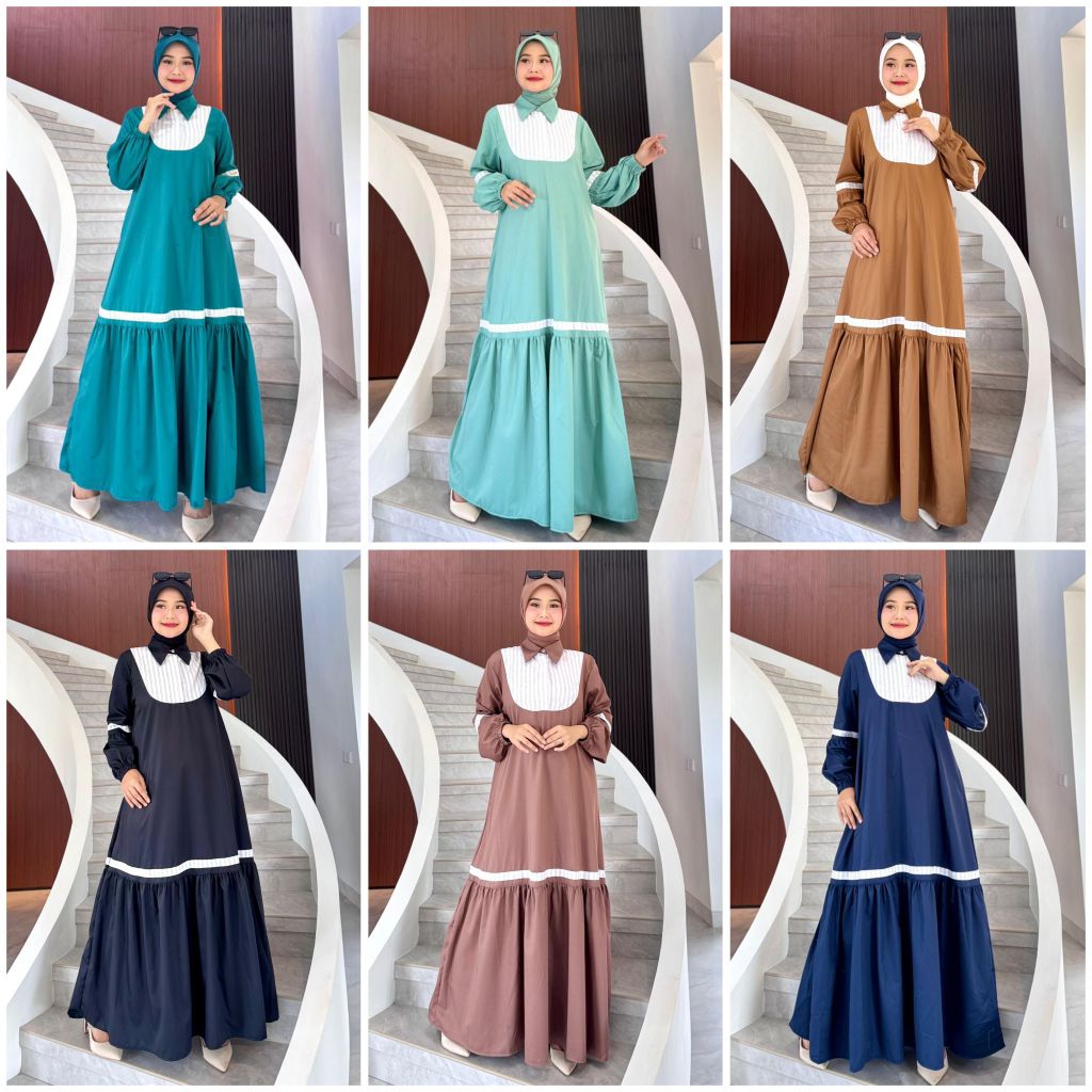 [BEST SELLER] Maura Dress Journey | gamis lebaran simpel wanita remaja dewasa bahan toyobo premium t