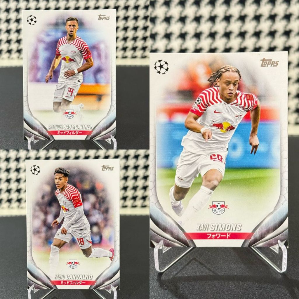kartu bola topps xavi simons,carvalho,baumgartner leipzig