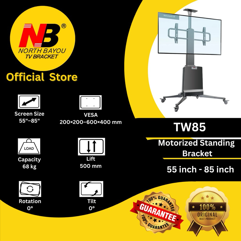 North Bayou NB TW85 Motorized Standing Bracket ( 55 inch to 85 inch ) For Display TV LED LCD OLED