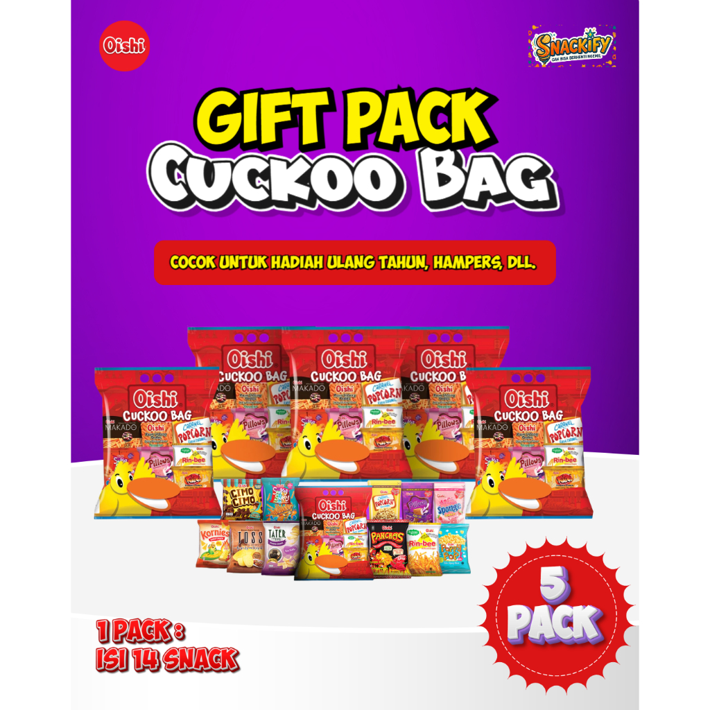 Paket Hadiah Snack Oishi Cuckoo Bag - 1 Pack isi 14 Snack Bingkisan Ulang tahun kemasan besar