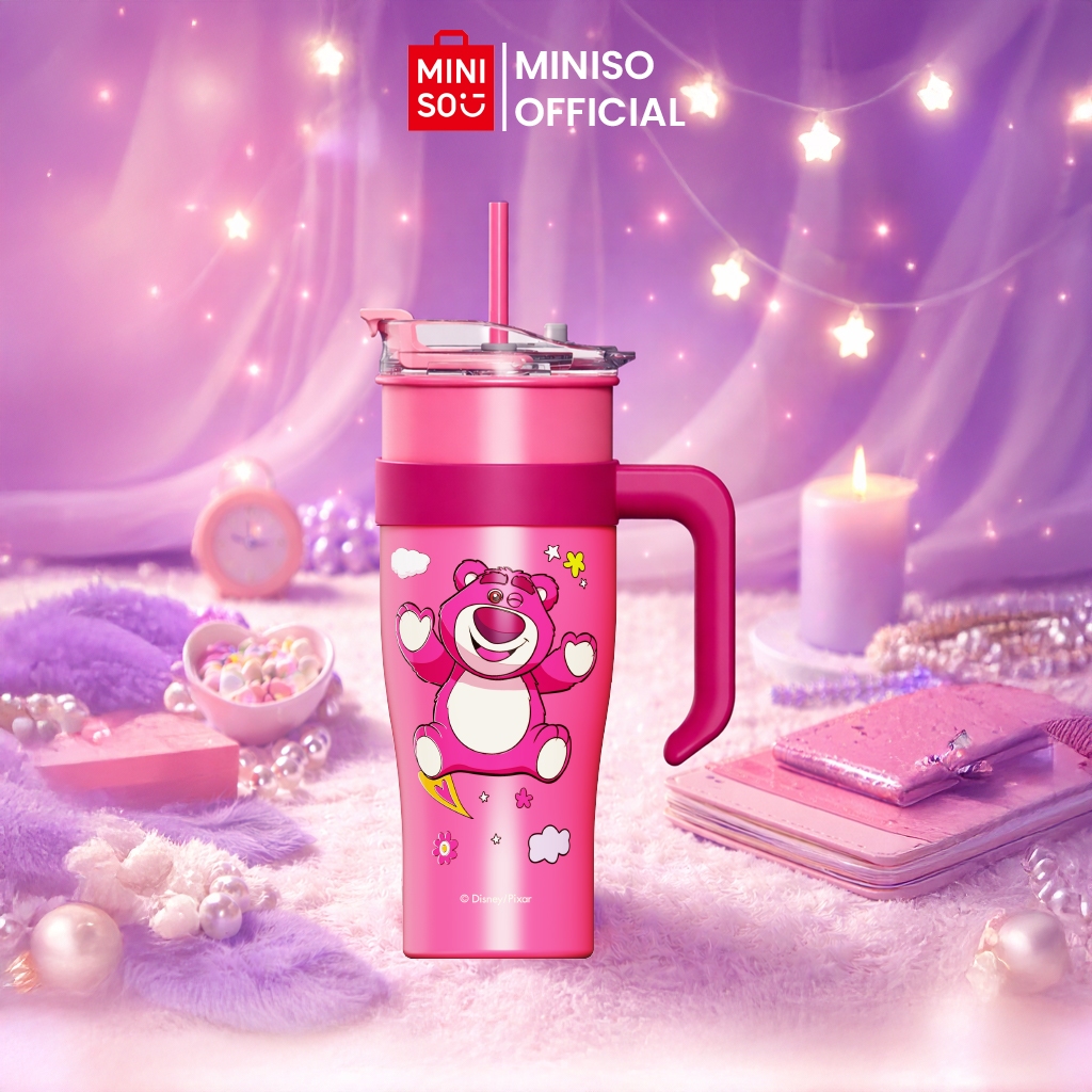 MINISO Disney Lotso Botol Minum Stainless 1600ml Sedotan Tumbler Jumbo Besar BPA Free