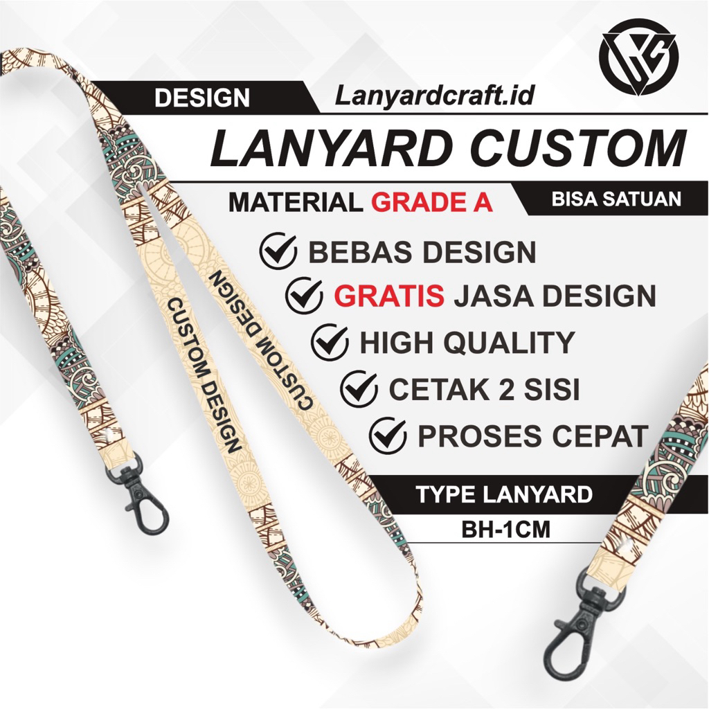 [CUSTOM SATUAN] Custom Lanyard Size 1cm Type BH Lanyard Id Card Printing / Lanyard Custom Desain Sat