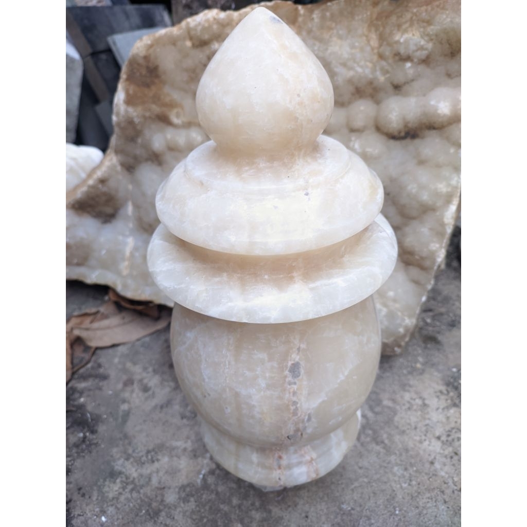 Patok bulat batu nisan asli marmer