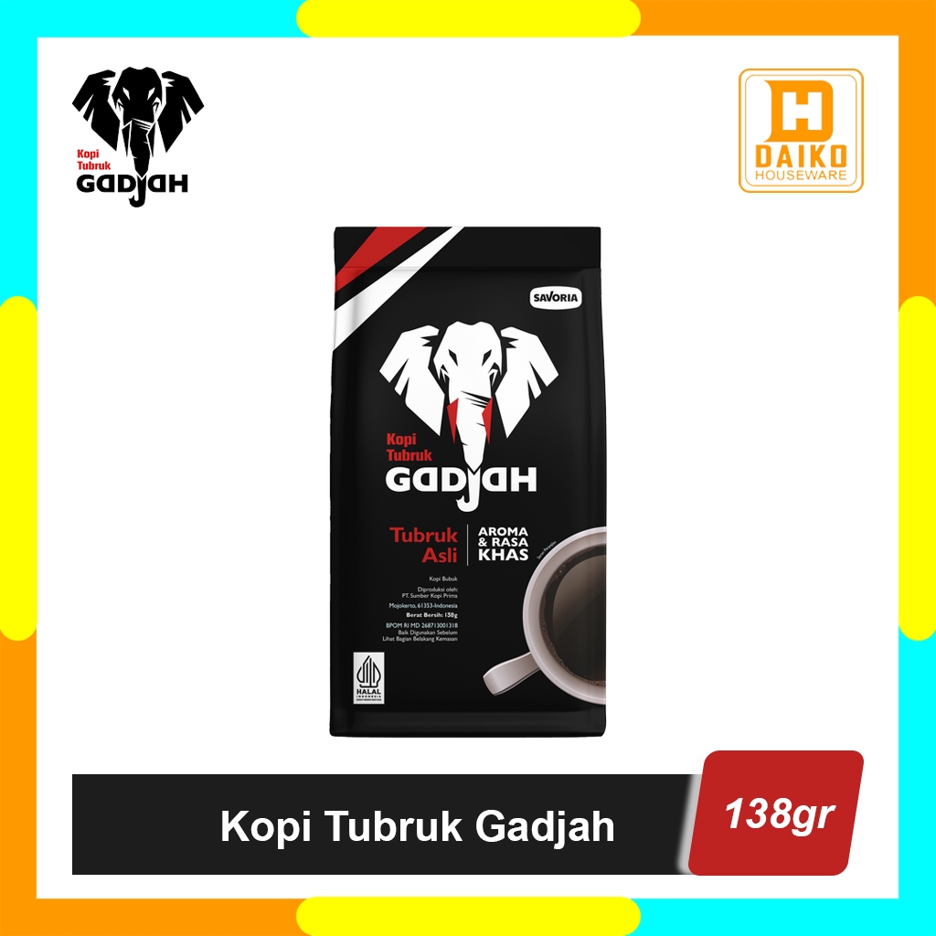Kopi Tubruk Gadjah Asli Pouch 138g - Kopi Gajah Bubuk Tanpa Gula 138 gram
