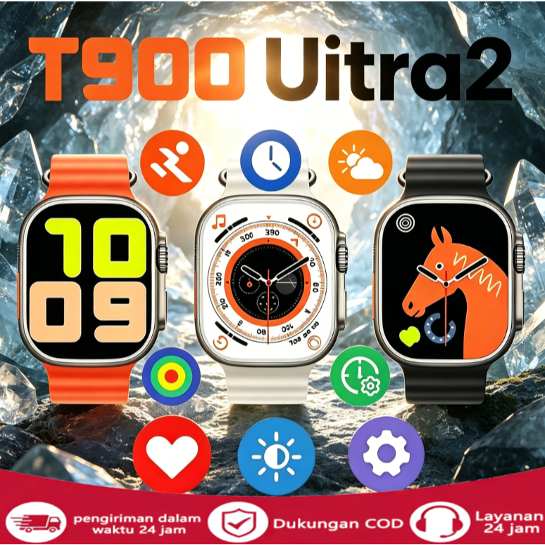 COD+100% Baru Bandel & Tahan Air Premium SMARTWATCH T900 ULTRA 2.1INCH FULL SCREEN TOUCH SMARTWATCH 