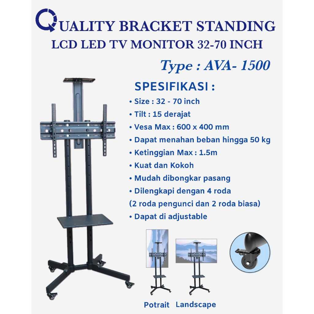 Quality standing bracket tv 32inchi -70 inchi braket tv berdiri 32" sampai 70" Ava 1500 32"-70" AVA1