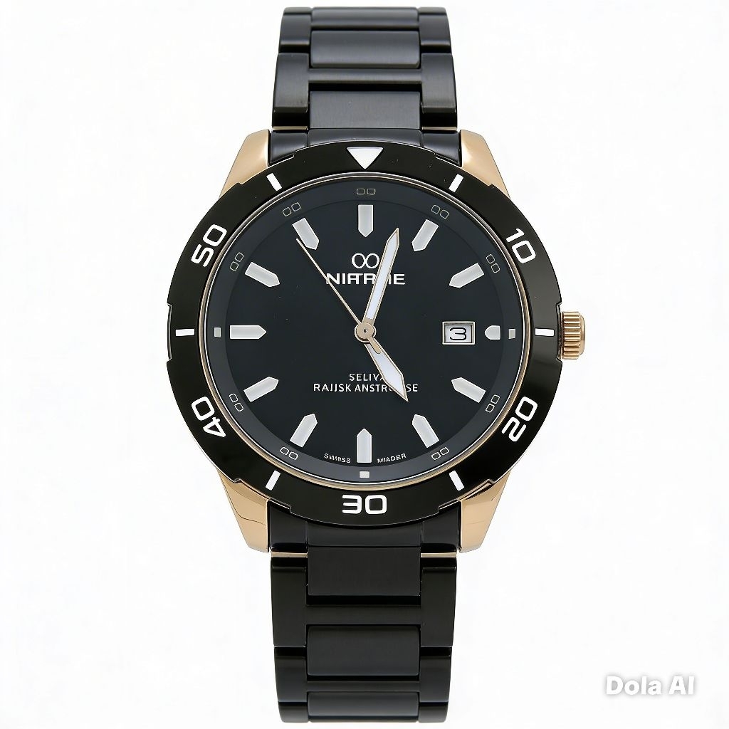 Jam Tangan Mirage 8758BRP-M Rantai Hitam Rosegold Cowok