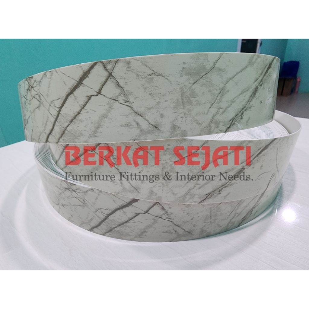 Edging Hpl Aica Taco WHITE MARBLE GLOSSY / MARMER PUTIH KILAP 43mm x 1mm