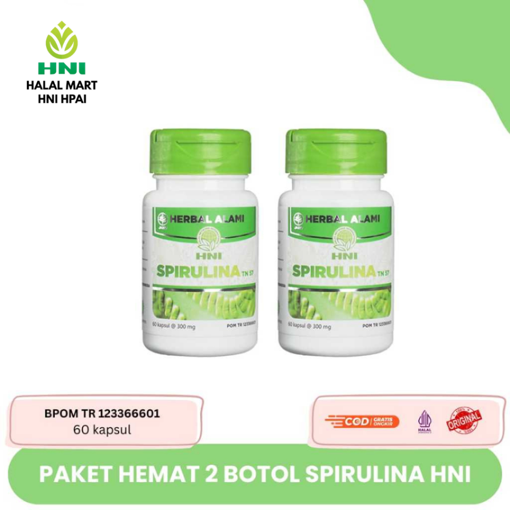 Paket Hemat 2 botol - SPIRULINA HNI HPAI Masker Wajah Anti Inflamasi Antioksidan Mengurangi Kolester