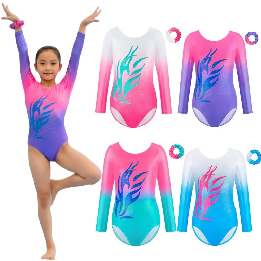 [107] Baju Gymnastic Anak Perempuan Leotard Gymnastic Anak Lengan Panjang 3-14 th (READY STOCK)
