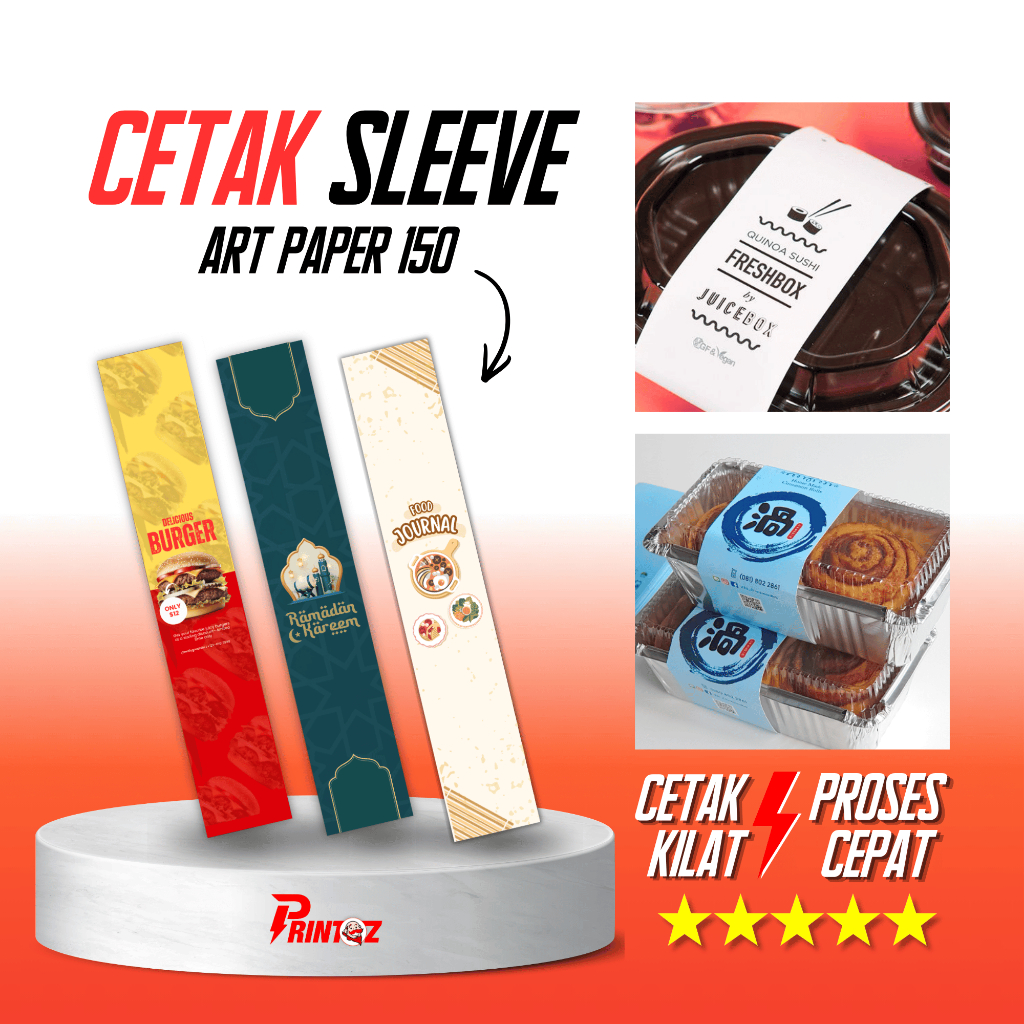 Cetak Belt Kemasan Makanan, Custom Paper Sleeve Belt, Paper Sleeve Belt Art Paper