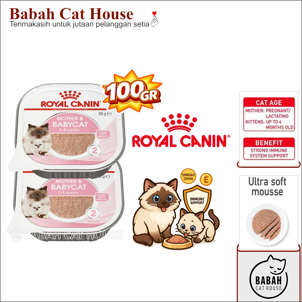 TRAY ROYAL CANIN MOTHER AND BABY CAT 100gr Wet Food Rc Kaleng Makanan Kucing Basah Pouch Untuk Kitte