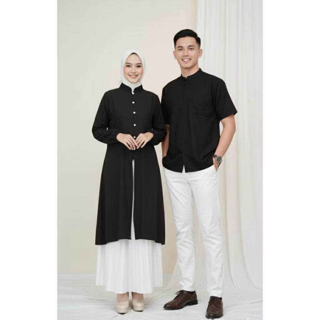 Malaya Long Tunik Couple Pasangan / Baju Muslim Lebaran Pasangan Sarimbit