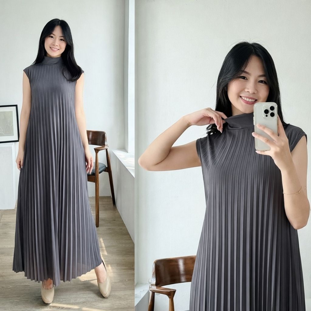 Inner Dres Plisket Wanita Premium Mayung Gamis Inner Tanpa Lengan By Lukss.id