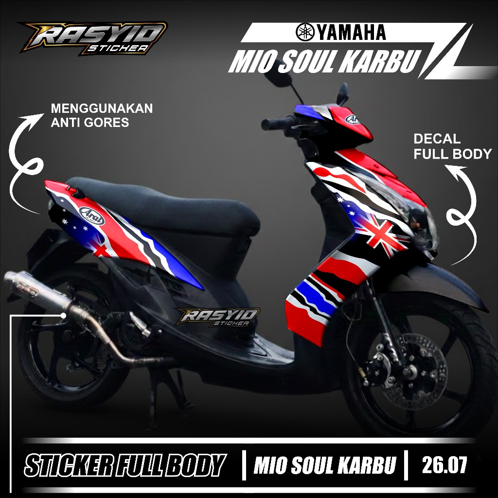 Terbaru Sticker Decal Full Body Motor Yamaha Mio Soul Karbu Tahun 2007 2008 2009 2010 2011 2012 Stic