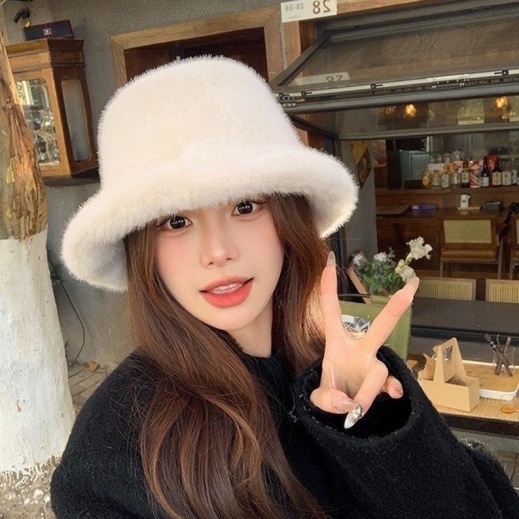 Arlee - Topi Bucket Bulu Thermal Musim Dingin / Winter Bucket Fur Hat / Topi Wanita Fashion Autumn W