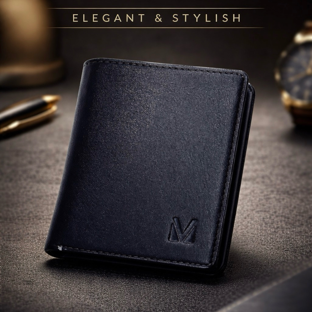 MV - Dompet Lipat Kecil Pria Kulit Sapi Premium Simple Elegan