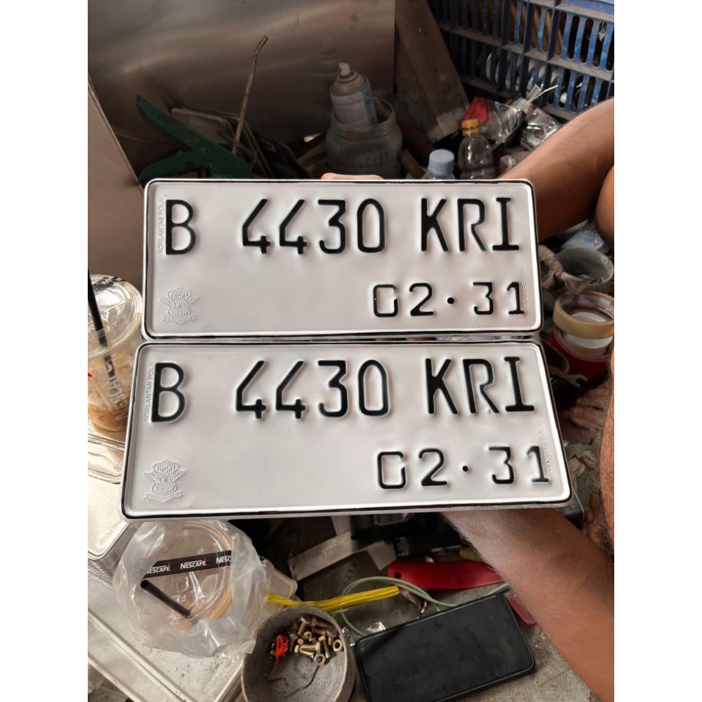 plat nomer(font baru) depan belakang standar Samsat logo Korlantas polri kanan kiri
