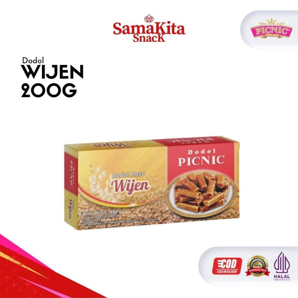 Dodol Wijen Garut Asli Murah Berkualitas Original Oleh Oleh Khas Garut - PICNIC Wijen 200 Gram