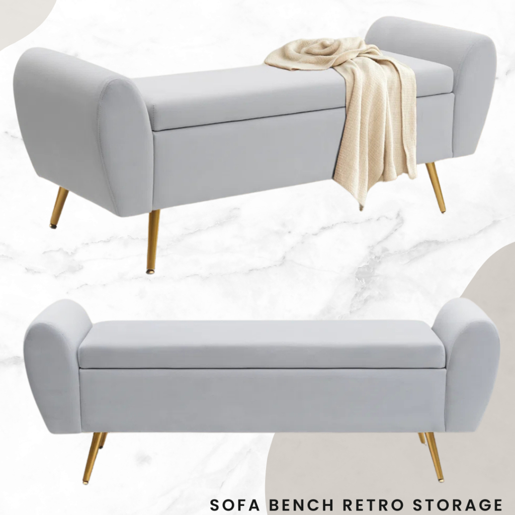 (10)sofa bench storage retro uk 130 cm, 140 cm, 150 cm, 160 cm, 170 cm, 180 cm ada box penyimpanan