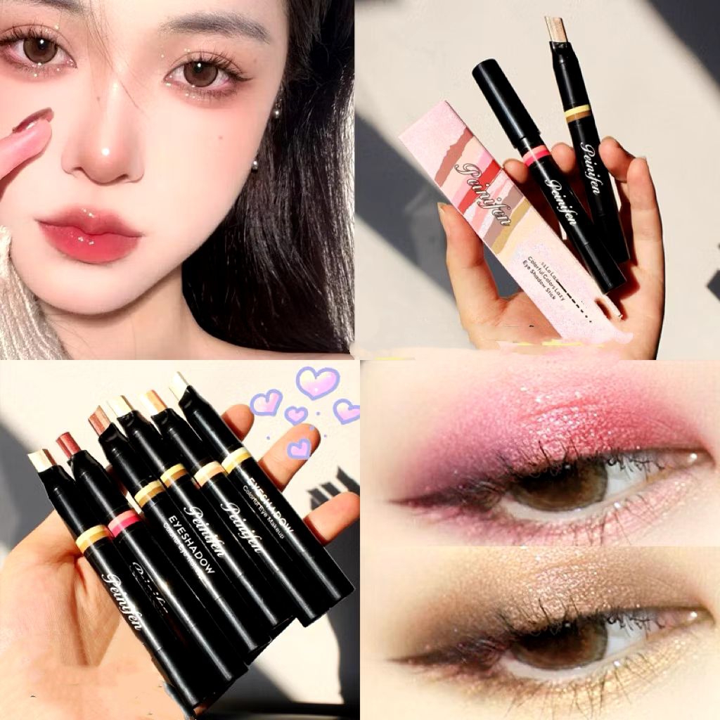 Kheishop peinifen Stik Eyeshadow dua Warna dengan Glitter / Stik Eyeshadow Gradasi Pearlescent / Sti