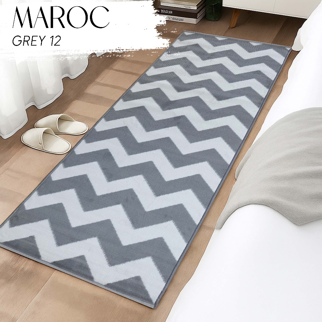 MAROC Karpet 80X200 GREY 12, Karpet Lantai, Karpet Bawah Meja,Karpet Bawah Kasur
