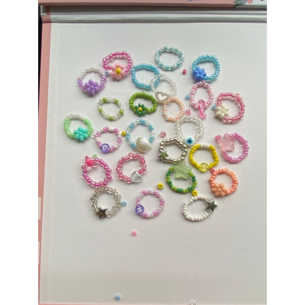 Cincin Beads Aesthetic Handmade | Free Box & Stiker Lucu