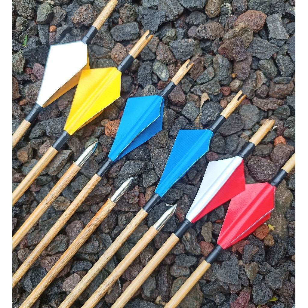Arrow Bambu Petung 80 cm – Panah Latihan Pemula Vanes Tape Kuat & Stabil