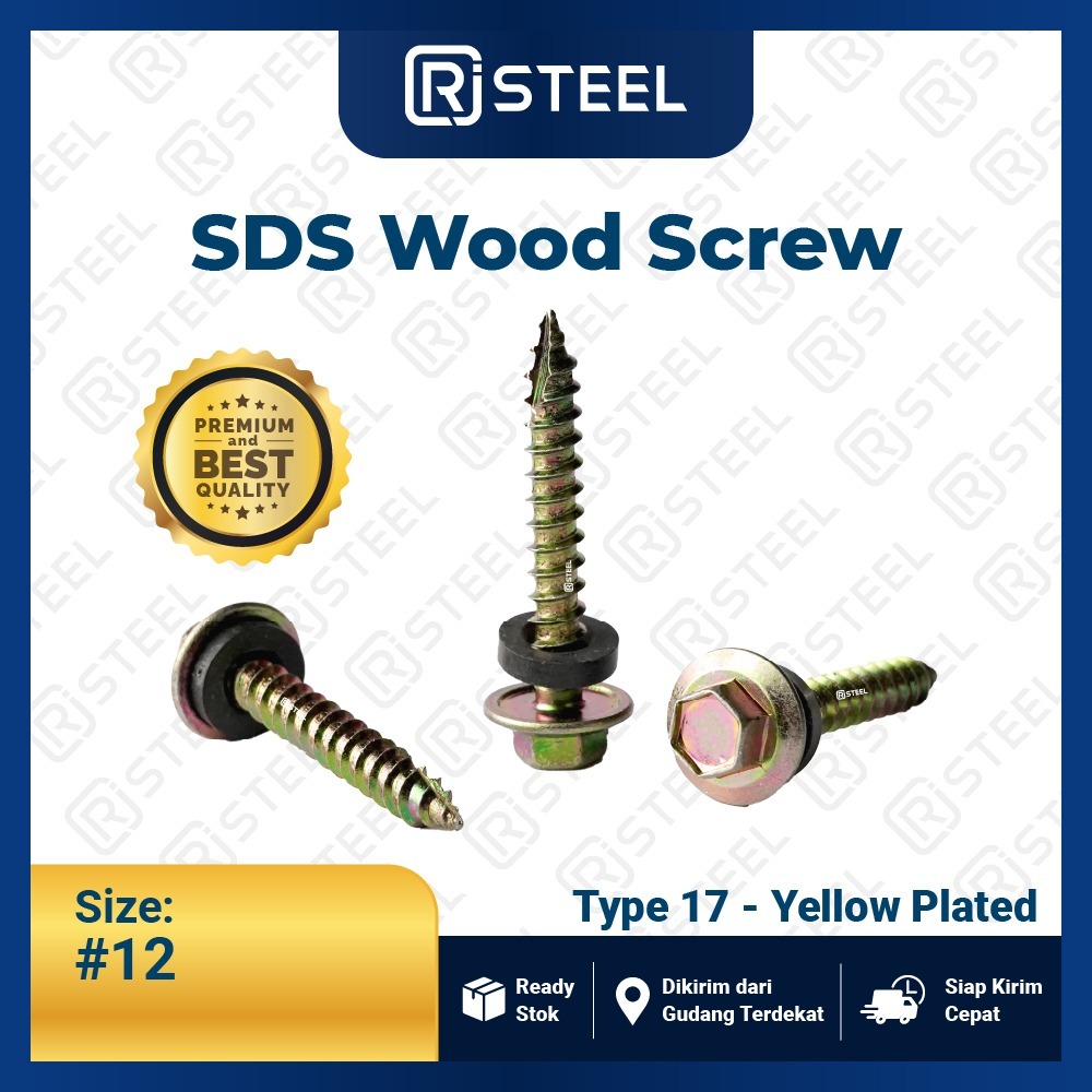 RJ Steel SDS Wood Screw  + Karet #12/ SDS Baut Kayu