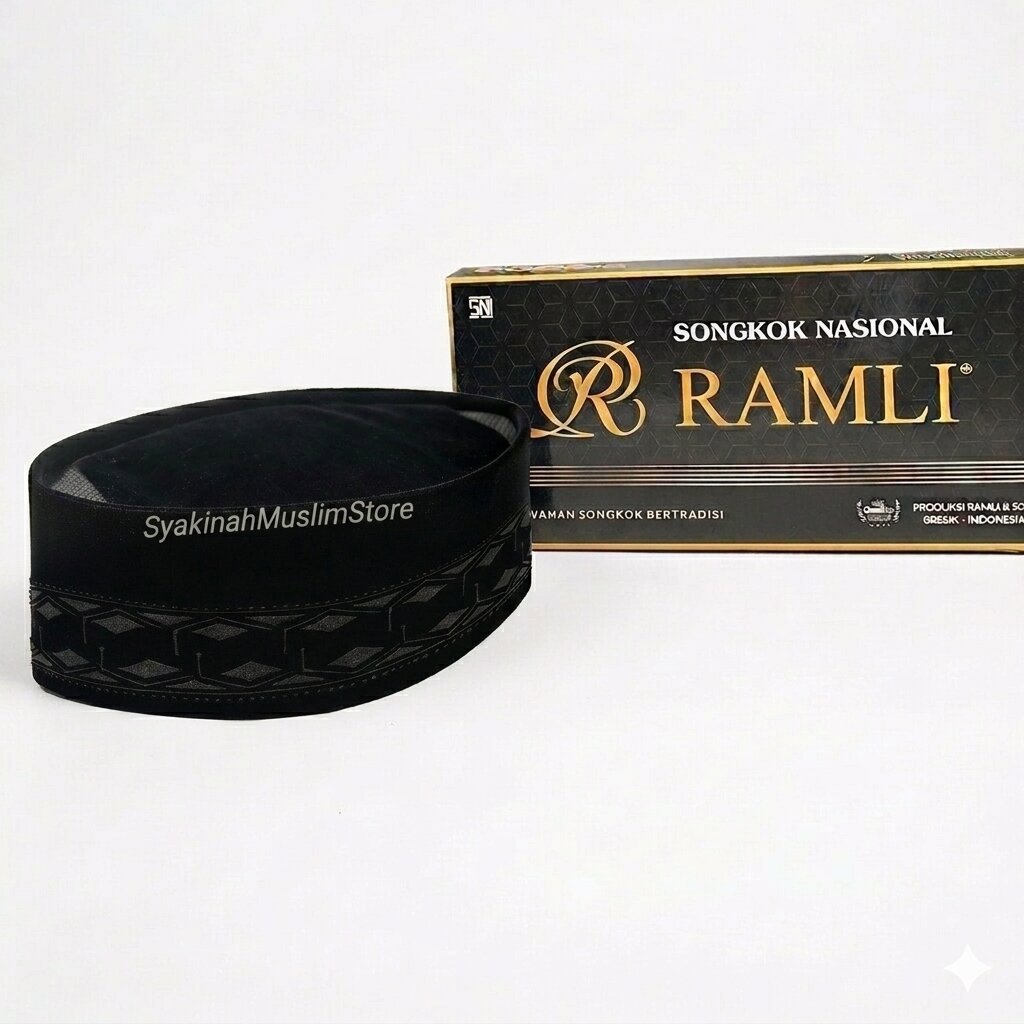 Songkok Peci Hitam Motif 3D Lukis Black Osma Kopyah AC