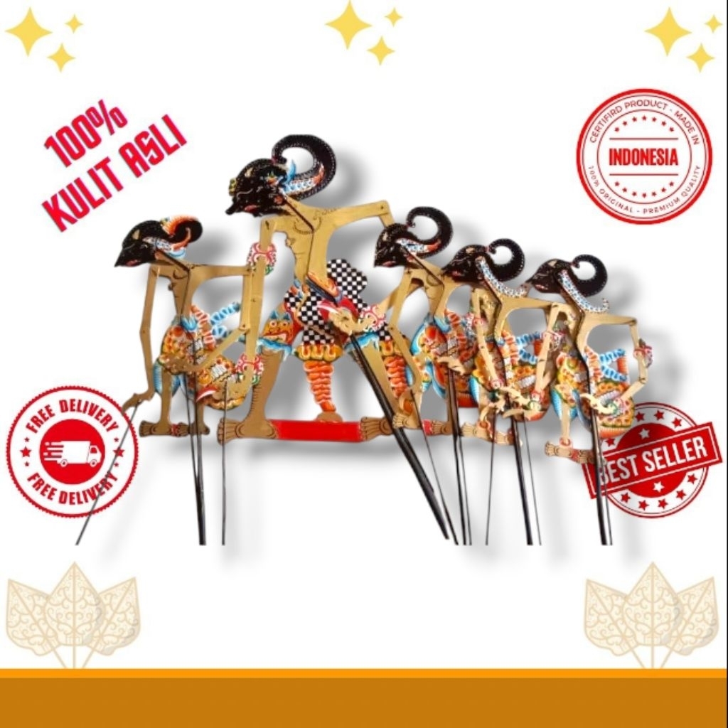 NAFLAH STORE Wayang kertas duplex PANDAWA SATU SET ISI 5 PUNTADEWA, WERKUDARA, ARJUNA, NAKULA, SADEW