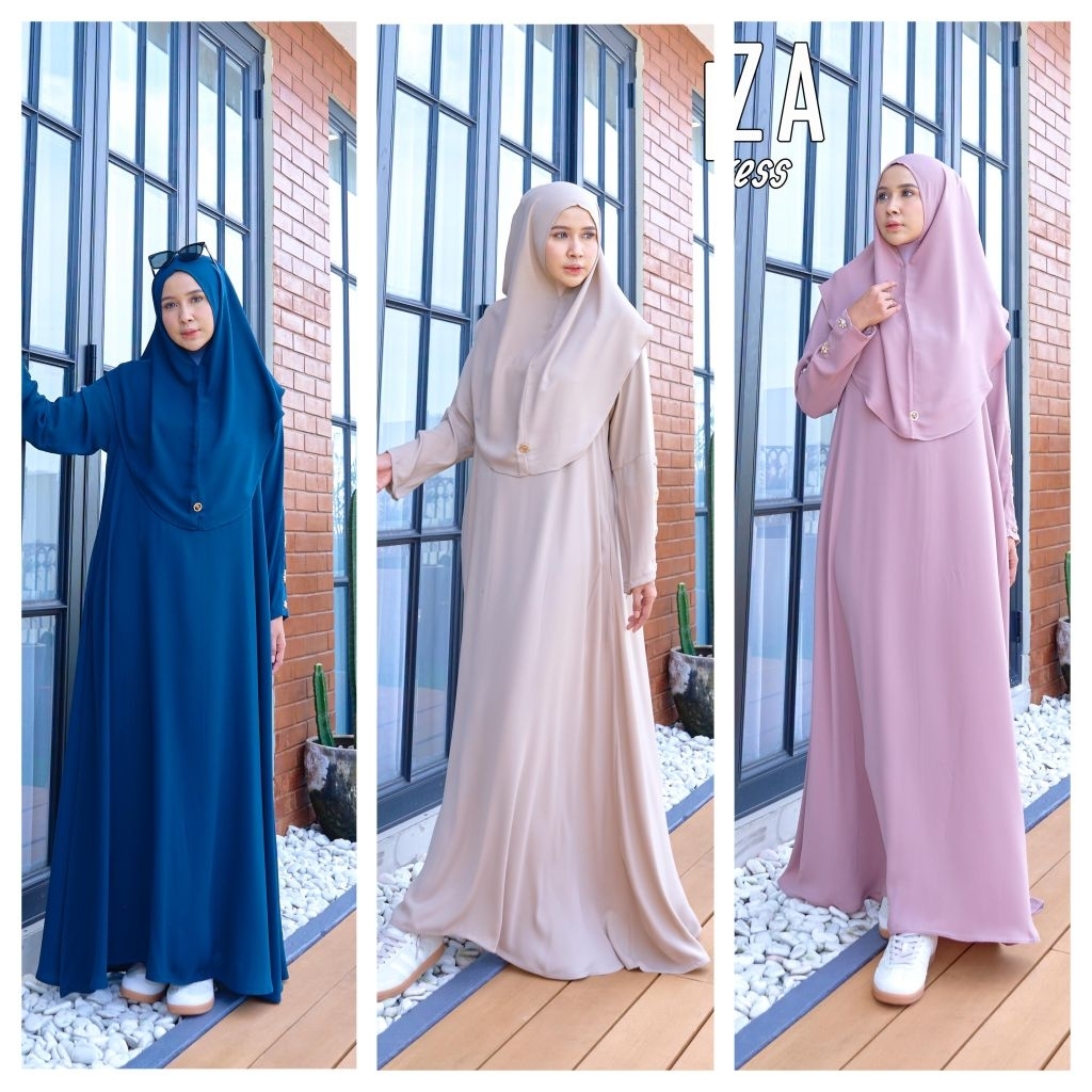 HAYZA DRESS / GAMIS SET HIJAB ANTI UV ORI BY MAREVI (HANYA SIZE STANDAR)