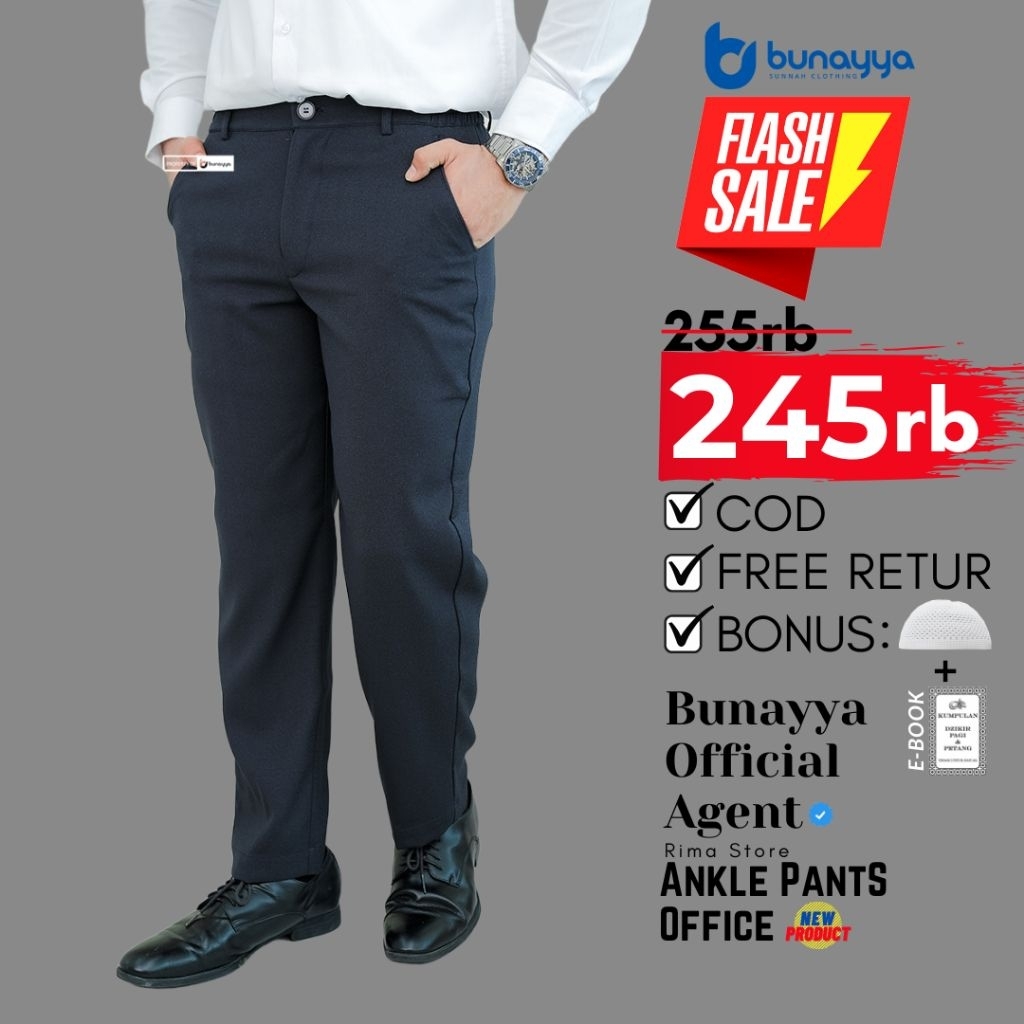 Bunayya Ankle Pants Office Wooltimate Sirwal Kantor Kerja Formal Bunaya Pria Premium Reguler Fit