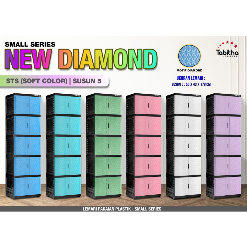 Lemari Pakaian Plastik Mini Tabitha Small Series New Diamond Gantung Serbaguna Motif Minimalis Kunci