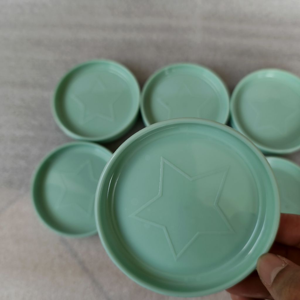 Tutup gelas, tatakan gelas, plastik, melamin, Yoshikawa, hijau tosca, warna soft