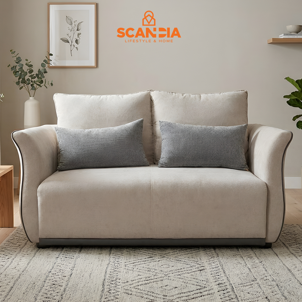 SCANDIA Avery Sofa 2 Seater 150x85x85cm Nimbus Graphite - kursi dua dudukan ruang tamu modern minima