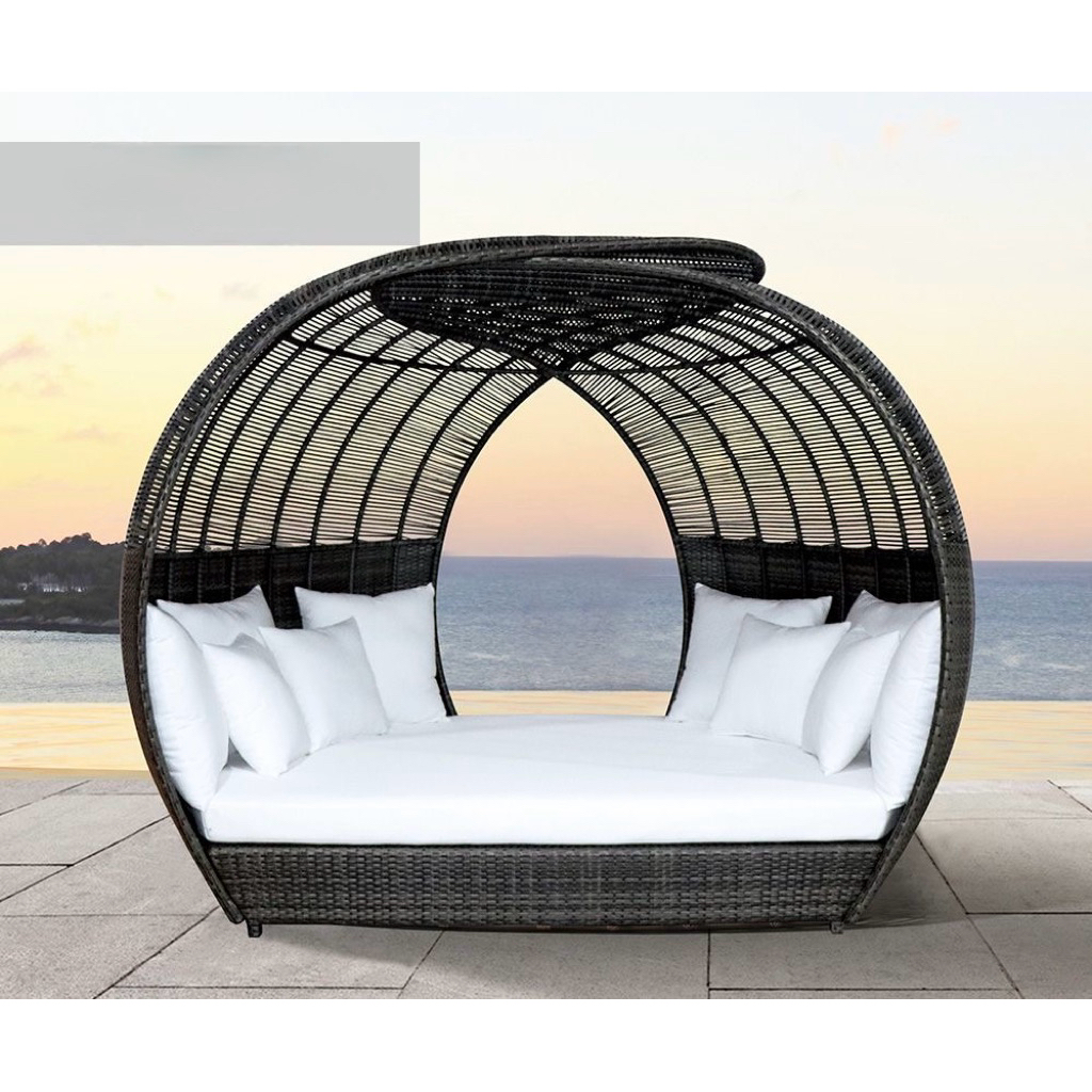 Daybed Rotan Sintetis Outdoor Terbaru Gazebo Jumbo Rotan Sintetis Kombinasi Busa Terbaik