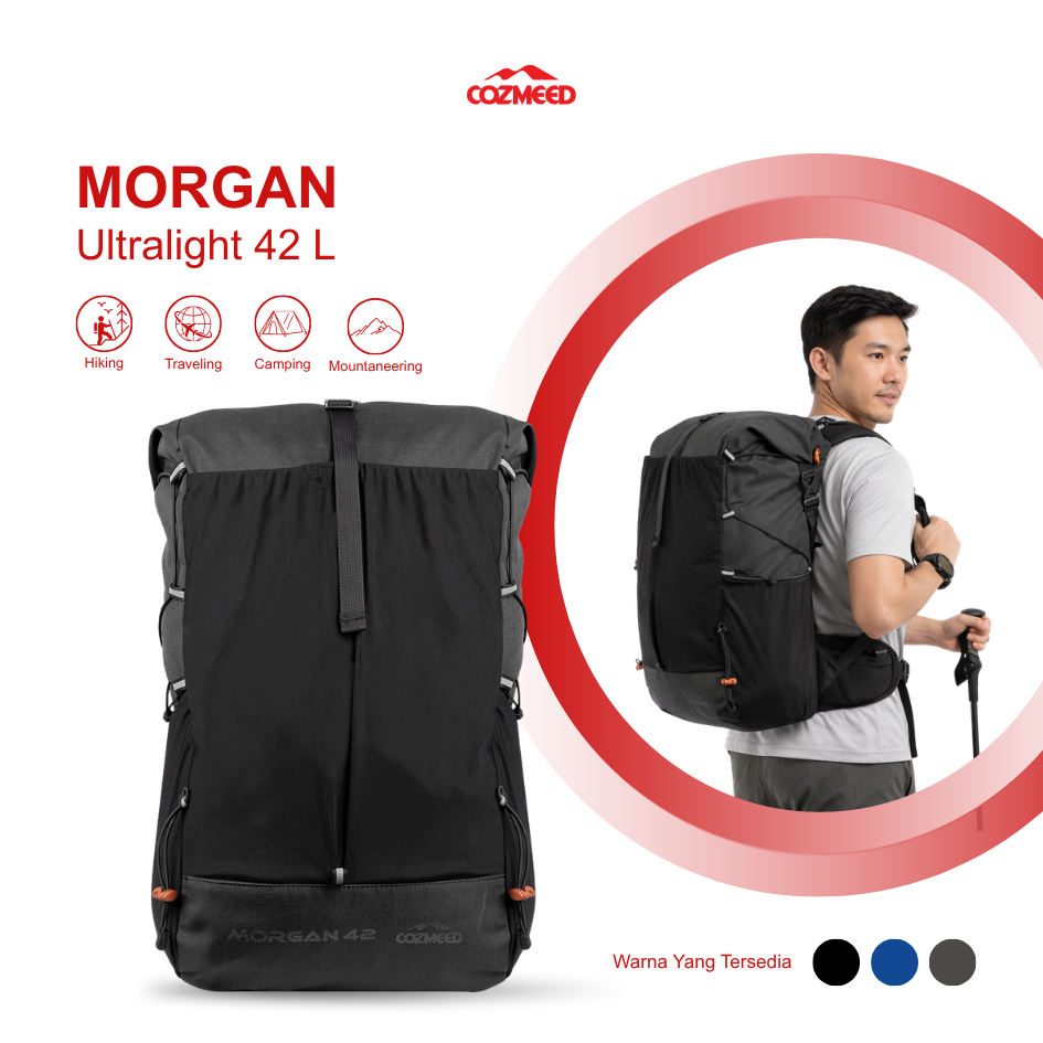 Cozmeed Tas Ransel Gunung Carrier Ultralight Carrier Gunung 42 Liter Top Roll Pria Wanita Ultralight