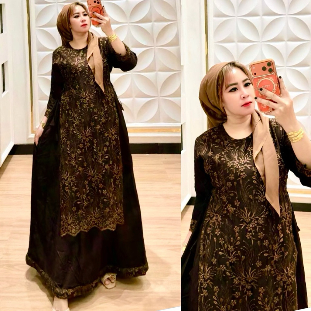 Gamis raisya by  riby cantik dan elegan fuul rumbai terbaru dada sworoski bahan beludru velvet