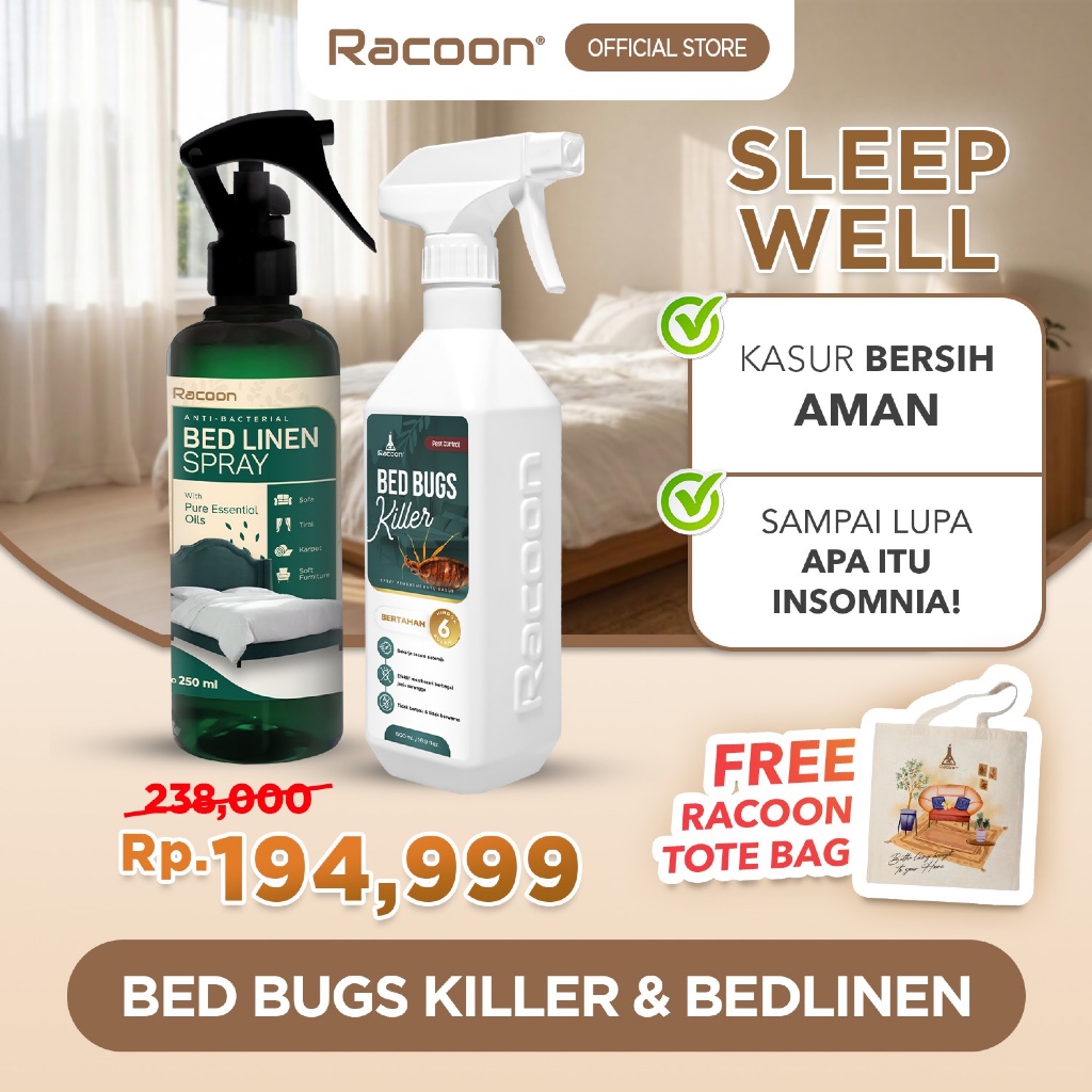 RACOON Sleep Well Bundling SPRAY ANTI KUTU KASUR & BED LINEN SPRAY