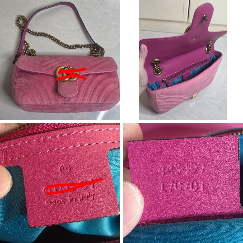 TAS SLING/SHOULDER MARMONT GUCI SUEDE PINK