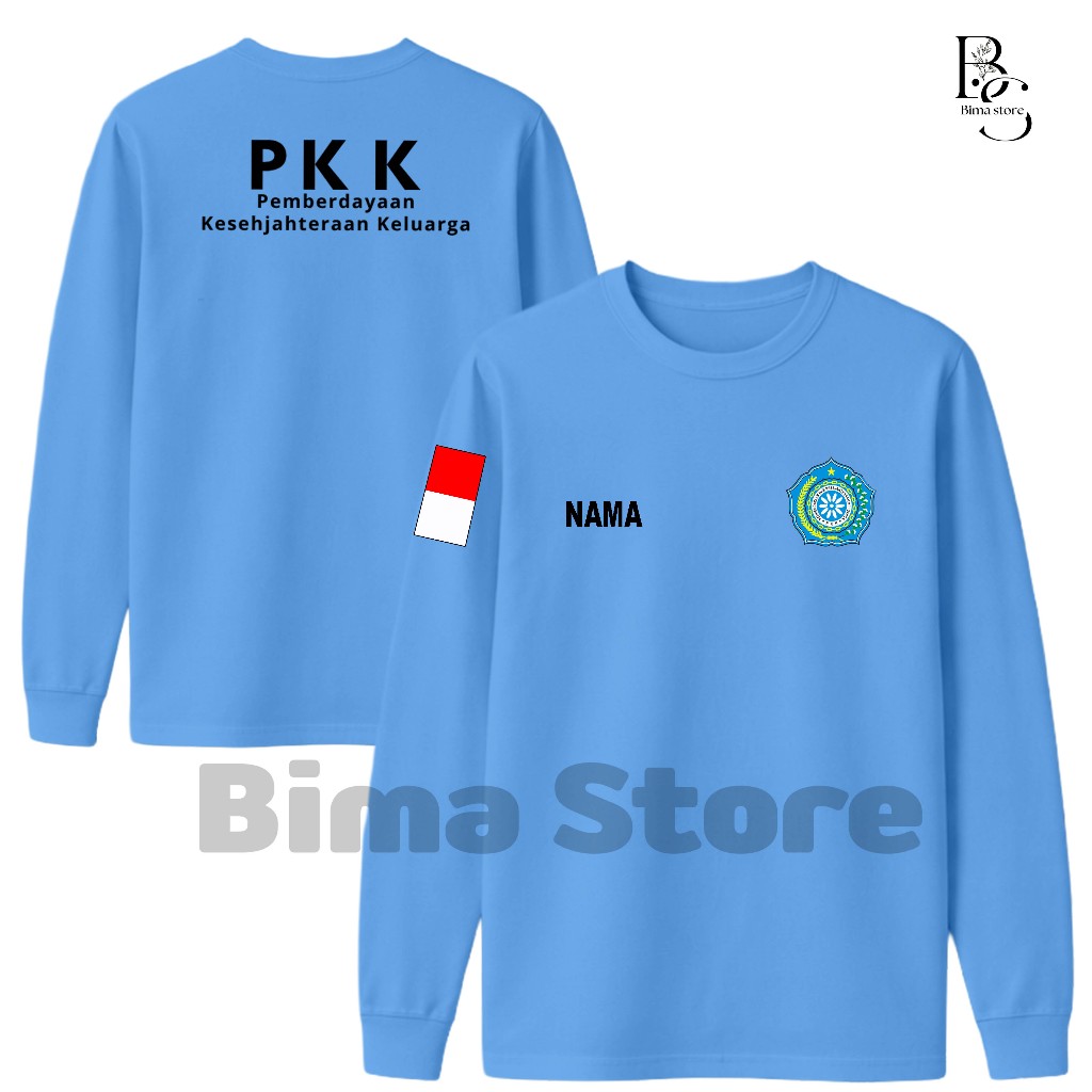 Baju Kaos PKK Custom Nama - Kaos PKK Lengan Panjang Bahan Katun Combed 24s  PKK Pemberdayaan Kesejah