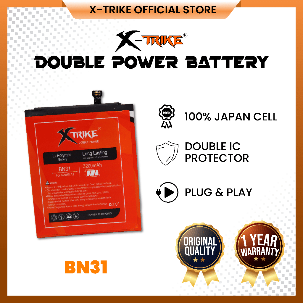 XTRIKE Baterai Xiaomi Mi A1 - Mi 5X BN31 Double Power