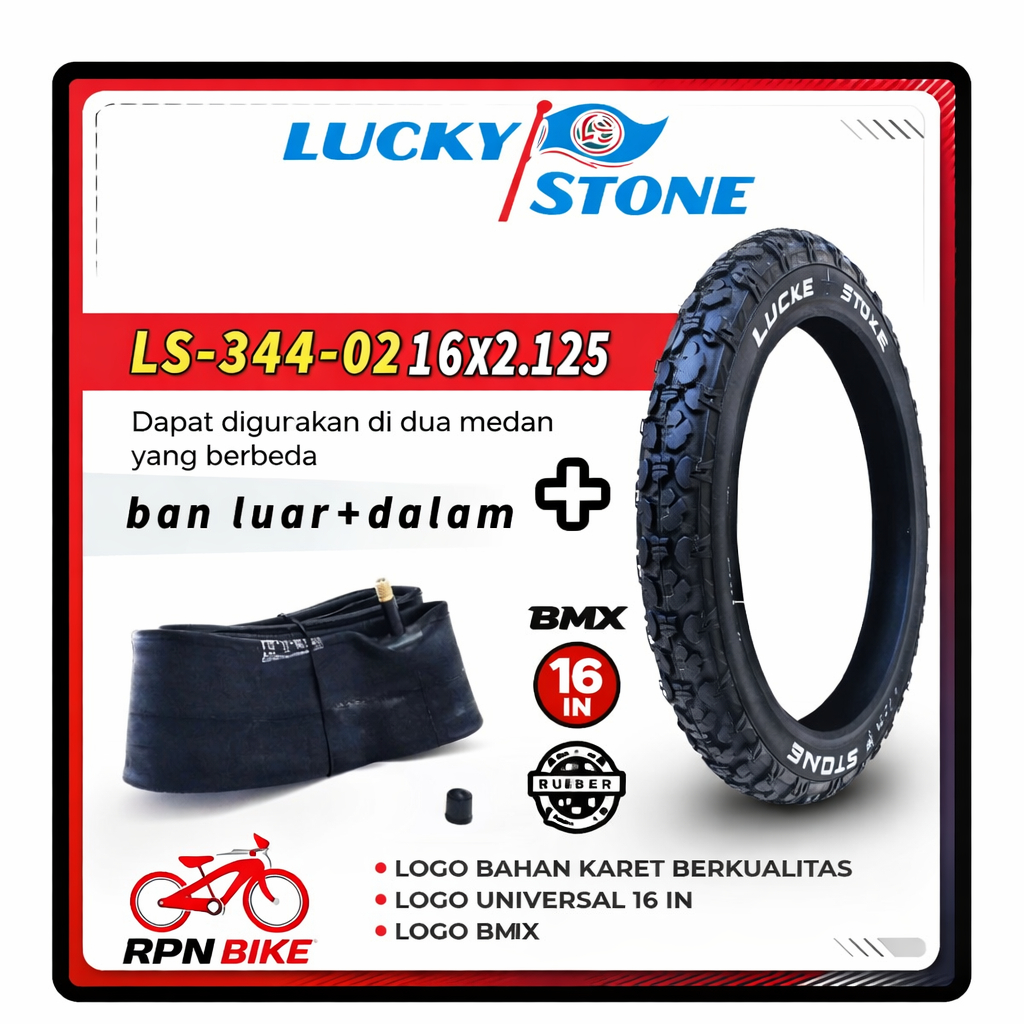 ban luar dalam 16x2.125 / ban sepeda 16 x 2.125 lukystone sepeda 16 in