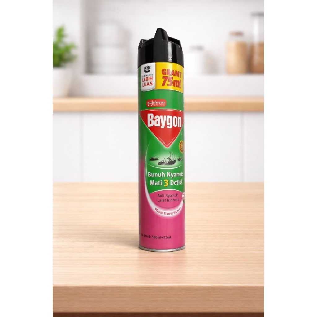 Baygon Aerosol 600 ml + 75 ml JUMBO – Obat Nyamuk Semprot Ampuh Bunuh Serangga Seketika