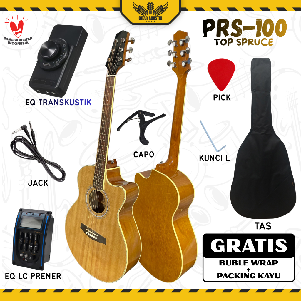 Gitar Akustik Elektrik OZZY PRS-100 Gitar Akustik Original Transkustik