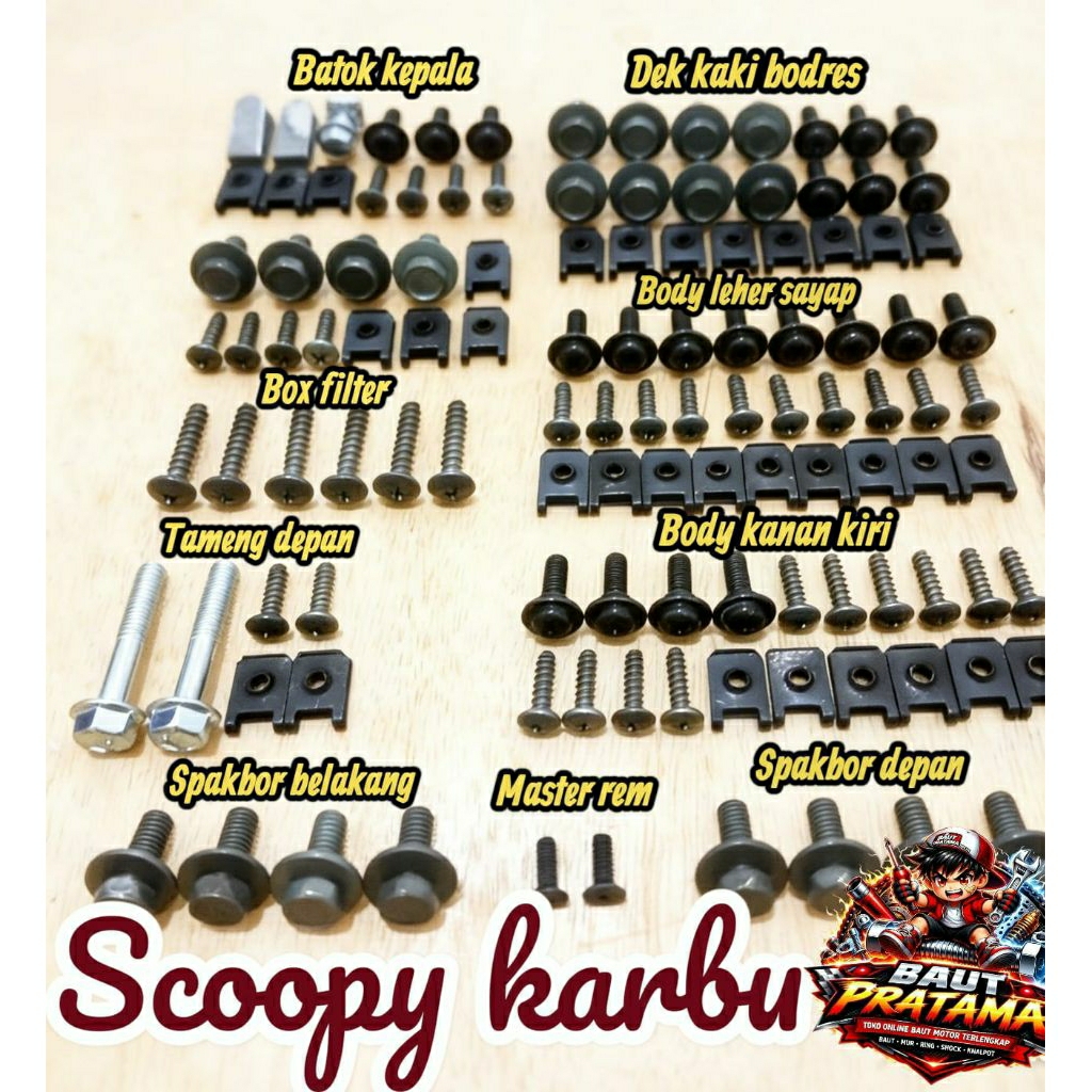Baut fullset body motor Scoopy karbu
